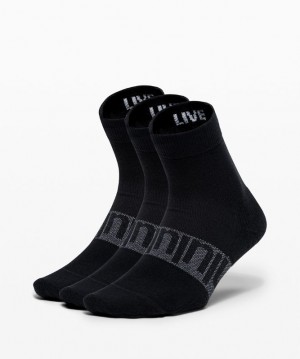 Calcetines Lululemon Daily Stride Mid Crew Sock 3 Pack Mujer Negros | 59026-JMYT