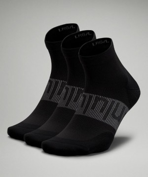 Calcetines Lululemon Power Stride Ankle Sock 3 Pack Hombre Negros | 83519-ZKOX