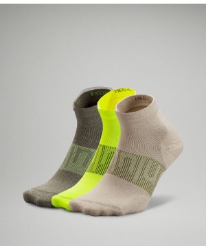 Calcetines Lululemon Power Stride Ankle Sock 3P Hombre Beige Amarillos Verde Oliva | 05643-TOXQ