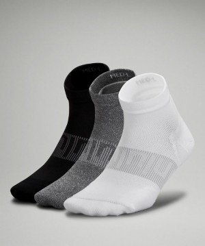 Calcetines Lululemon Power Stride Ankle Sock 3 Pack Mujer Blancos Grises Negros | 15926-RSUB