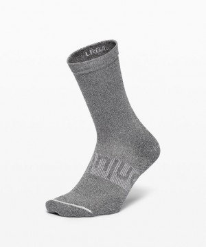 Calcetines Lululemon Power Stride Crew Sock Hombre Grises Oscuro | 58194-UEQJ