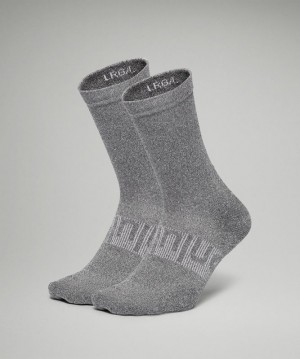 Calcetines Lululemon Power Stride Crew Sock 2 Pack Mujer Grises Oscuro | 48615-FSIE