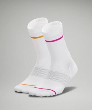 Calcetines Lululemon Power Stride Crew Sock 2 Pack Stripe Mujer Blancos | 12068-RGJI