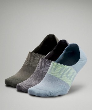 Calcetines Lululemon Power Stride No-Show Sock with Active Grip 3 Pack Hombre Grises Grises Verde Oliva | 39620-MPLW