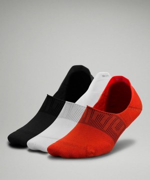 Calcetines Lululemon Power Stride No-Show Sock with Active Grip 3 Pack Mujer Rojos Blancos Negros | 25970-KLMC