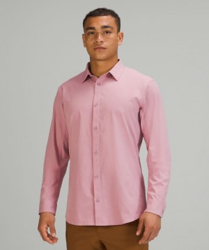 Camisa Lululemon Airing Easy Long Sleeve Button Up Shirt Ventlight Mesh Hombre Rosas Grises Marrom | 61589-GBVK