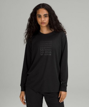 Camisa Lululemon All Yours Graphic Long Sleeve Shirt Mujer Negros | 57941-YGBJ