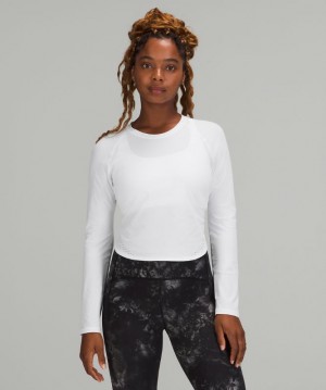 Camisa Lululemon Crew Neck UV Protection Running Long Sleeve Shirt Mujer Blancos | 16079-CZYU