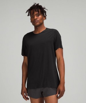 Camisa Lululemon Fast and Free Short Sleeve Shirt Breathe Hombre Negros | 25091-WNDY