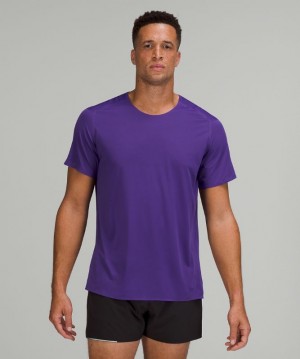 Camisa Lululemon Fast and Free Short Sleeve Shirt Breathe Hombre Morados | 49085-KCLJ