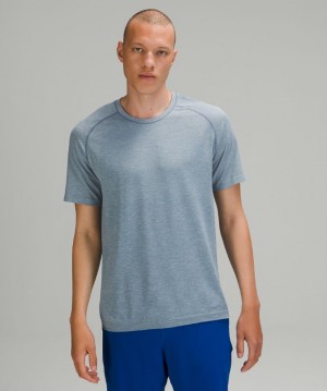 Camisa Lululemon Metal Vent Tech Short Sleeve Shirt 2.0 Hombre Blancos Azules | 48713-SPZY