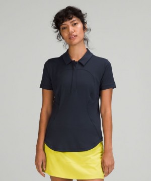 Camisa Lululemon Quick-Drying Short Sleeve Polo Shirt Online Only Mujer Azul Marino | 23610-HDMU