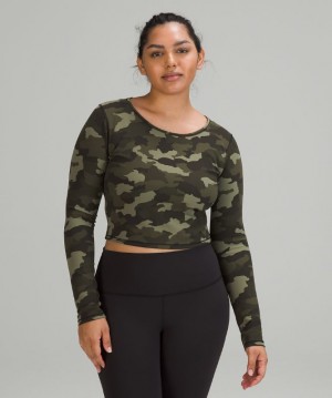 Camisa Lululemon Wunder Train Cropped Long Sleeve Shirt Mujer Camuflados Verde Oliva Multicolor | 36019-WKRI