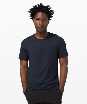 Camiseta Lululemon 5 Year Basic Tee Sun Wash Hombre Azul Marino | 74052-HQLT