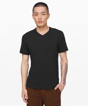 Camiseta Lululemon 5 Year Basic V Hombre Negros | 09187-QIDH