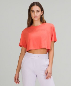 Camiseta Lululemon All Yours Cropped Graphic Mujer Coral | 18096-QPNG