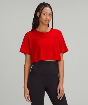 Camiseta Lululemon All Yours Cropped Graphic Mujer Rojos Oscuro | 29416-VCEP