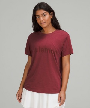 Camiseta Lululemon All Yours Graphic Short Sleeve lululemon Mujer Mulled Wine | 34197-ANHB