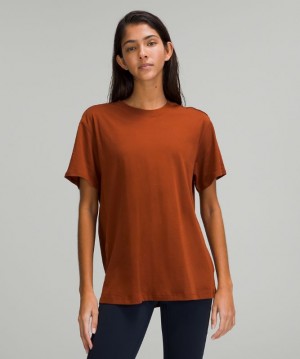 Camiseta Lululemon All Yours Tee Pima Cotton Mujer Marrom | 56938-JEOM