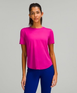 Camiseta Lululemon High Neck Running and Training Short Sleeve Mujer Ripened Raspberry | 96531-PZLK