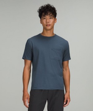 Camiseta Lululemon The Fundamental Pocket Hombre Azules | 35402-WLAC