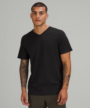 Camiseta Lululemon The Fundamental V-Neck Hombre Negros | 38495-NGXY