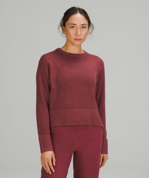 Jerséis Lululemon Cashlu Boxy Crewneck Sweater Online Only Mujer Heathered Mulled Wine | 08916-ZKTM