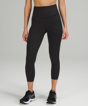 Leggins Lululemon Base Pace High-Rise Crop 23" Brushed Mujer Negros | 39410-IZOH