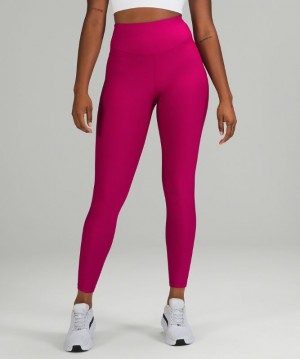 Leggins Lululemon Base Pace High-Rise Fleece Running Tight 28" Mujer Wild Berry | 41736-DPWC