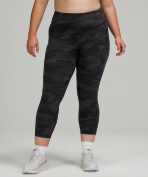 Leggins Lululemon Fast and Free HR Crop 23" Non-Reflective Mujer Camuflados Negros Multicolor | 72435-ZHLX