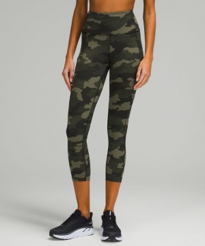 Leggins Lululemon Fast and Free HR Crop 23" Non-Reflective Mujer Camuflados Verde Oliva Multicolor | 10829-NGRO