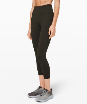 Leggins Lululemon Fast and Free HR Crop 23" Non-Reflective Mujer Verde Oliva Oscuro | 97852-ZUIP