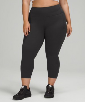 Leggins Lululemon Fast and Free HR Crop 23" Non-Reflective Mujer Grises Oscuro | 29713-MYHE