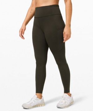 Leggins Lululemon Fast and Free High-Rise Tight 28" Mujer Verde Oliva Oscuro | 25846-QFJD