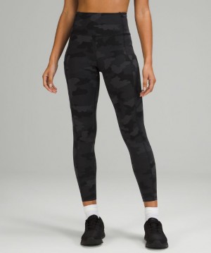 Leggins Lululemon Fast and Free Tight 25" Reflective Nulux Mujer Camuflados Negros Multicolor | 63974-JLBM