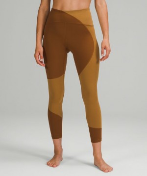 Leggins Lululemon Nulu Colour Block High-Rise Tight 25" Mujer Cobra Marrom Beige | 25169-WTMO