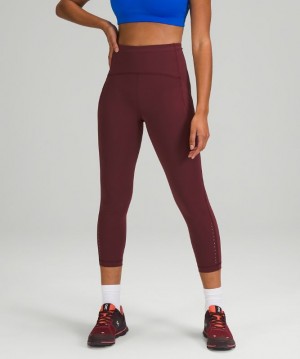 Leggins Lululemon Swift Speed High-Rise Crop 23" Mujer Rojos Vino | 82713-JHGQ