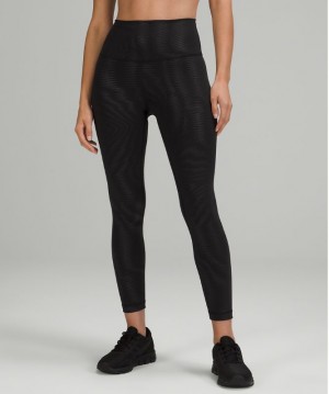 Leggins Lululemon Wunder Train High-Rise Tight 25" Foil Mujer Negros | 41593-BZRD