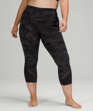 Leggins Lululemon Wunder Under Scalloped Hem High-Rise Crop 23" Mujer Camuflados Negros Multicolor | 19720-SQFY