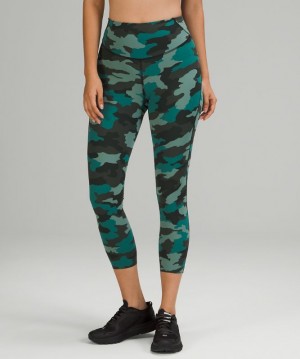 Pantalones Lululemon Base Pace High-Rise Crop 23" Mujer Camuflados Turquesa Multicolor | 92637-EPDJ