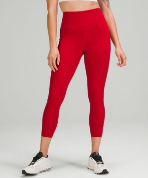 Pantalones Lululemon Base Pace High-Rise Crop 23" Mujer Rojos Oscuro | 97420-LIHJ