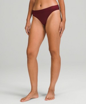 Ropa Interior Lululemon UnderEase Mid-Rise Thong Underwear Mujer Rojos Vino | 09542-YPCE