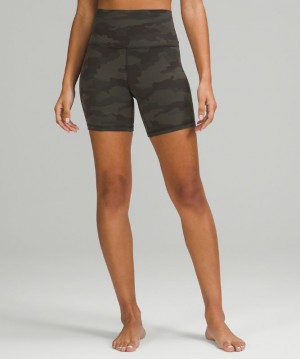 Short Lululemon Align HR Short 6" Mujer Camuflados Verde Oliva Oscuro Multicolor | 91375-WVXE