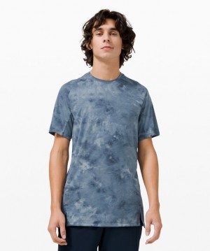 Short Lululemon Always Agile Short Sleeve Spray Dye Hombre Azul Marino | 07354-FUPG