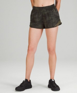 Short Lululemon Hotty Hot High-Rise Lined Short 2.5" Mujer Camuflados Verde Oliva Oscuro Multicolor | 46253-RNDU