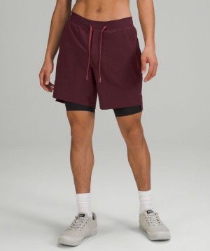 Short Lululemon License to Train Lined Short 7" Hombre Cassis | 48359-AXPH