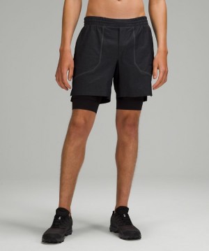 Short Lululemon License to Train Lined Short 7" Elite Hombre Negros | 93251-FGJI