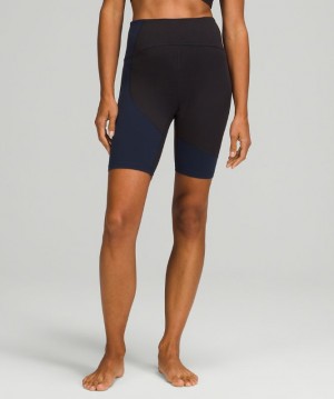 Short Lululemon Nulu Colour Block High-Rise Short 8" Mujer Negros Azul Marino | 41538-ZUPL