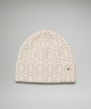 Sombreros Lululemon Warm Revelation Beanie Logo Accessories Blancos Beige | 19240-GIRB