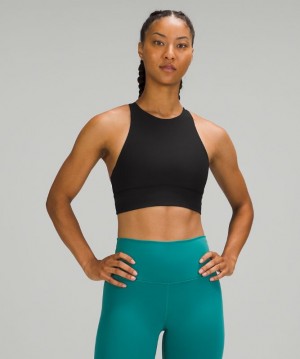 Sports Bras Lululemon Energy Bra High-Neck Longline Medium Support, B–D Cups Mujer Negros | 71958-LDBU